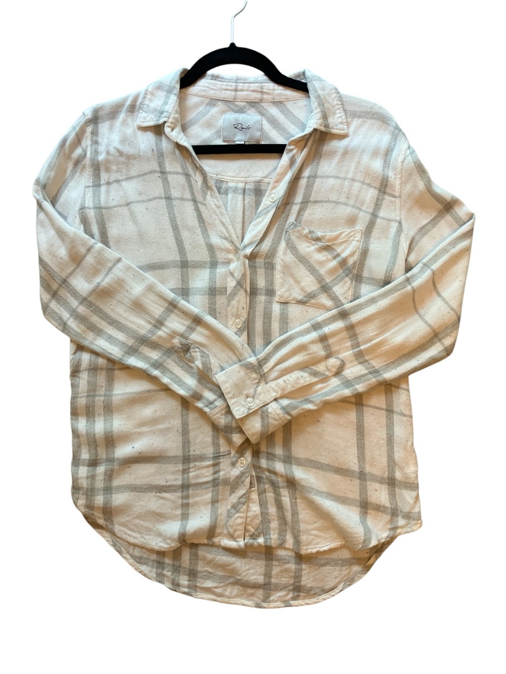 Rails White and Gray Plaid Button-Down Shirt